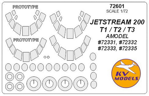 KVモデル 72601 1/72 ジェットストリーム 200, T1 / T2 / T3 (Aモデル) + prototype masks and for wheels