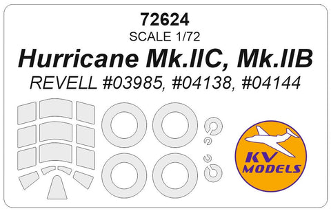 KVモデル 72624 1/72 ハリケーン Mk.IIC, Mk.IIB (レベル #03985, #04138, #04144) + ホイール キャノピーマスキングシート