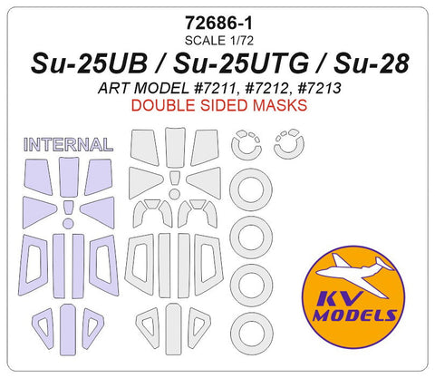 KVモデル 72686-1 1/72 Su-25UB / Su-25UTG / Su-28 (ART MODEL #7211, #7212, #7213) - (内外両面) + ホイール キャノピーマスキングシート