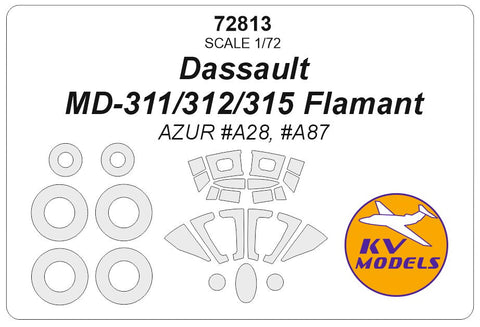 KVモデル 72813 1/72 ダッソー MD-311/312/315 フラマント (AZUR) + ホイール キャノピーマスキングシート