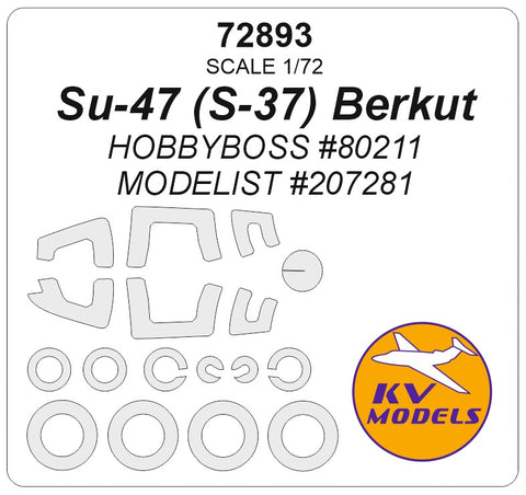 KVモデル 72893 1/72 スホーイ Su-47 (S-37) ベルクート (ホビーボス #80211 / モデリスト #207281) + ホイールマスク (ホビーボス/モデリスト用)