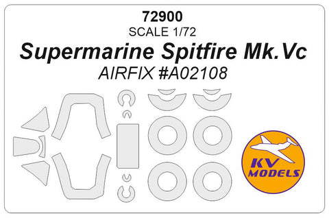 KVモデル 72900 1/72 スーパーマリン スピットファイア Mk.Vc (エアフィックス #A02108) + ホイール キャノピーマスキングシート