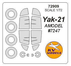 KVモデル 72909 1/72 Yak-21 (Aモデル #7247) + ホイール キャノピーマスキングシート
