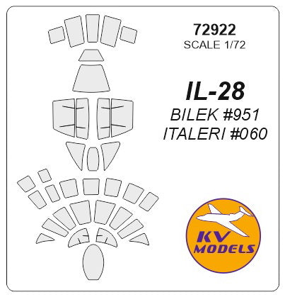 KVモデル 72922 1/72 IL-28 (BILEK #951 / イタレリ #060) キャノピーマスキングシート