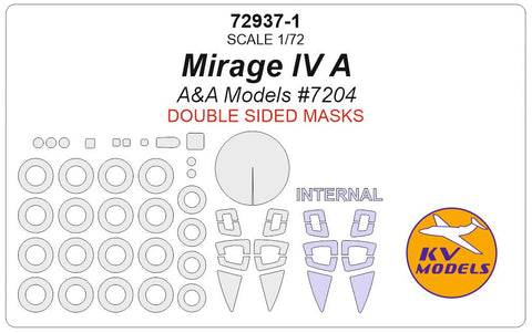 KVモデル 72937-1 1/72 ミラージュ IV A (A&A Models #7204) - (内外両面) + ホイール キャノピーマスキングシート