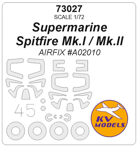 KVモデル 73027 1/72 スピットファイア Mk.I / Mk.II (エアフィックス #A02010) + ホイールマスク (エアフィックス用)
