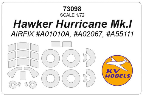 KVモデル 73098 1/72 ホーカー ハリケーン Mk.I (エアフィックス #A01010A, #A02067, #A55111) + ホイール キャノピーマスキングシート