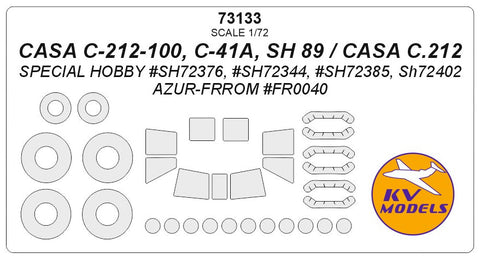 KVモデル 73133 1/72 CASA C-212-100, C-41A, SH 89 / CASA C.212 (スペシャルホビー/Azur-FRROM) + ホイール キャノピーマスキングシート