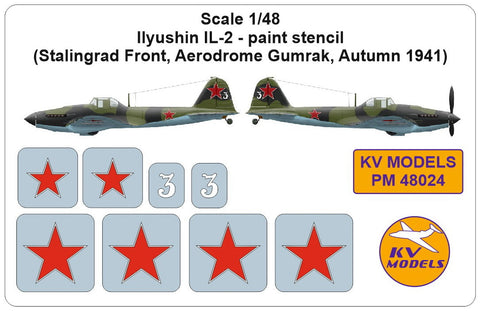 KVモデル PM48024 1/48 イリューシン IL-2 - paint stencil
(Stalingrad Front, エアロdrome Gumrak, Autumn 1941)