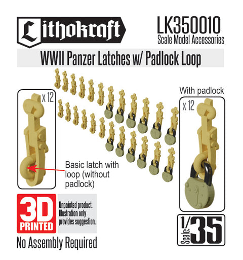 リソクラフト LK350010 1/35 WWII ドイツ 戦車用ラッチ パッドロックループ付 (24個入)
