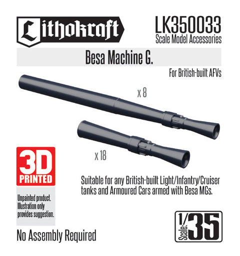 リソクラフト LK350033 1/35 WWII イギリス ベサ機関銃銃身 (16個入)