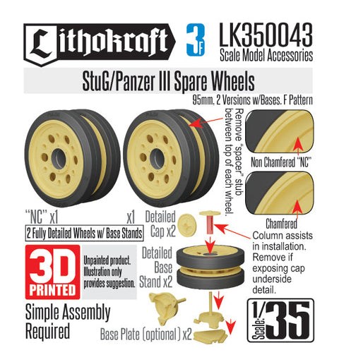 リソクラフト LK350043 1/35 WWII ドイツ III号戦車&III号突撃砲用 95mm幅予備転輪 固定具付 パターンF (2個入)