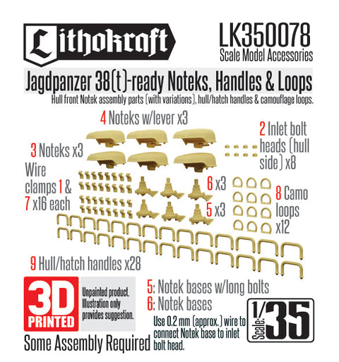 リソクラフト LK350078 1/35 WWII ドイツ 駆逐戦車38(t)ヘッツァー ノテックライト/取っ手/タイダウンループセット