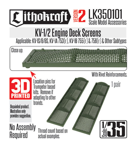 リソクラフト LK350101 1/35 WWII ロシア KV-1/2重戦車 機関室グリル Ver.2(2個入)