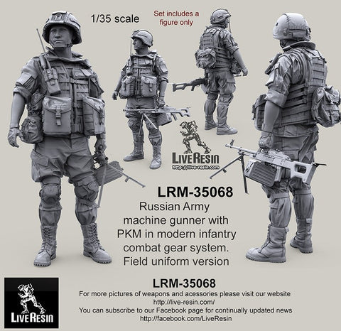 ライブレジン LRM-35068 1/35 現用 ロシア陸軍 機関銃手 w/PKM コンバットギアシステムセット21 フィールドユニフォームバージョン