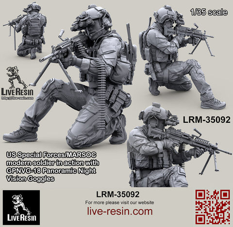 ライブレジン LRM35092 1/35 アメリカ海兵隊特殊作戦コマンド MARSOC インアクション w/GPNVG18 ナイトビジョン 3