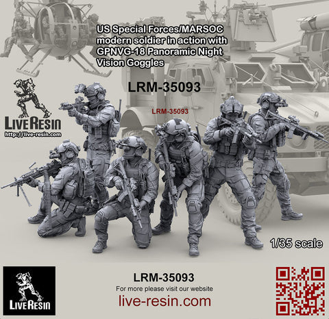 ライブレジン LRM35093 1/35 アメリカ海兵隊特殊作戦コマンド MARSOC インアクション w/GPNVG18 ナイトビジョン 4