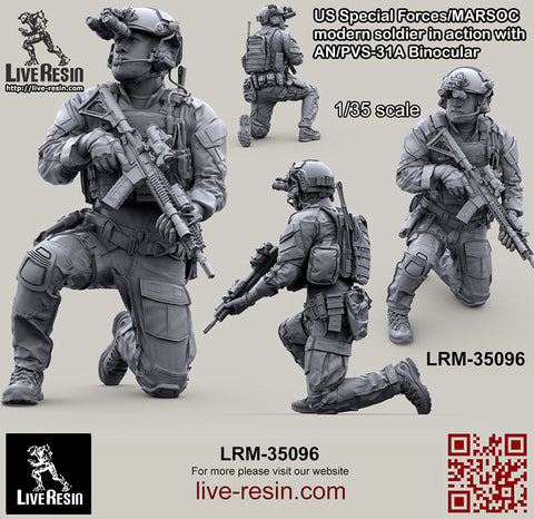 ライブレジン LRM35096 1/35 アメリカ海兵隊特殊作戦コマンド MARSOC インアクション w/AN/PVS31A 1 ナイトビジョン 1