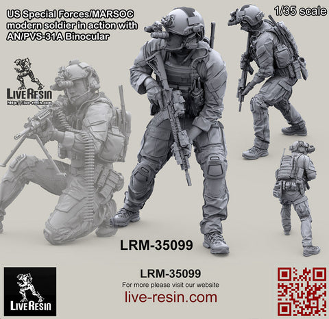 ライブレジン LRM35099 1/35 アメリカ海兵隊特殊作戦コマンド MARSOC インアクション w/AN/PVS31A 1 ナイトビジョン 4