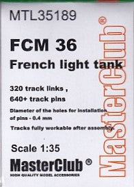 マスタークラブ MTL-35189 1/35 フランス 軽歩兵戦車 FCM 36用履帯