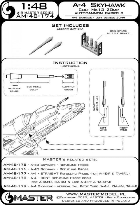 マスター AM-48-174 1/48 A-4 スカイホーク - コルト Mk12 20mm オートキャノン バレル