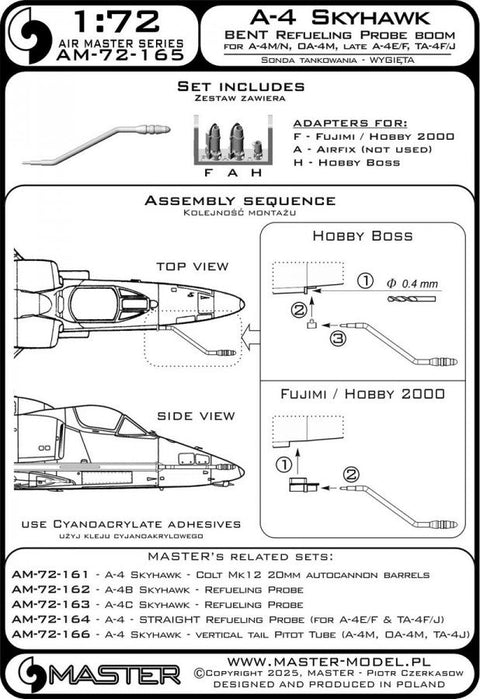 マスター AM-72-165 1/72 A-4 スカイホーク - BENT 給油プローブ ブーム ( A-4M/N, OA-4M & late A-4E/F & TA-4F/J用)
