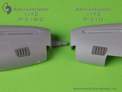 マスター AM-72-172 1/72 P-51 マスタング - キャブレター エアフィルター カバー - RAF ルーバータイプ - バージョン A (アロマホビー用)