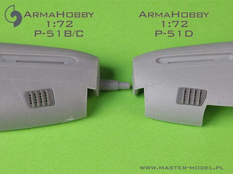 マスター AM-72-173 1/72 P-51 マスタング - キャブレター エアフィルター カバー - RAF ルーバータイプ - バージョン B (アロマホビー用)