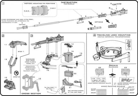マスター GM-35-073 1/35 ブローニング M2HB .50 cal (12,7mm) - M49 リングマウント用 (D40721 キャリッジ/D40733 クレイドル/D40731 修理済み弾薬缶 or D90078 トレイ)