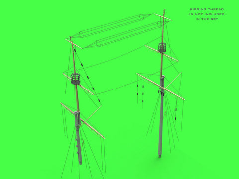 マスター SM-350-117 1/350 SMS フィリブス マスト、ヤード、その他パーツ(トランぺッター用)