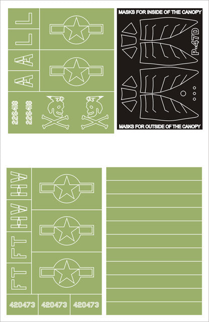 モンテックス MM32069 1/32 P-47D サンダーボルト(ハセガワST 27用)マスキングシート(キット付属デカールと置換)