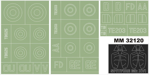 モンテックス MM32120 1/32 スーパーマリン スピットファイア Mk.XVIe(タミヤ60321用)マスキングシート(キット付属デカールと置換)