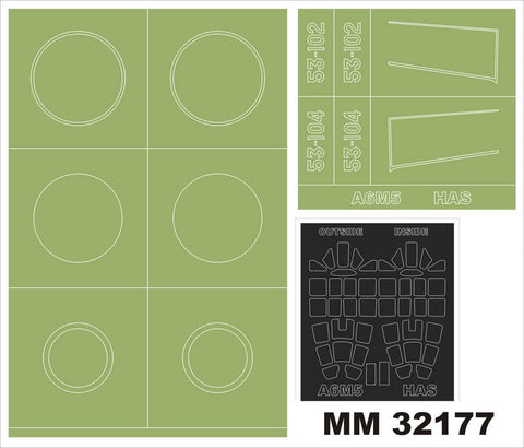 モンテックス MM32177 1/32 三菱 A6M5 零式艦上戦闘機 52型 撃墜王(ハセガワ8245用)マスキングシート(キット付属デカールと置換)