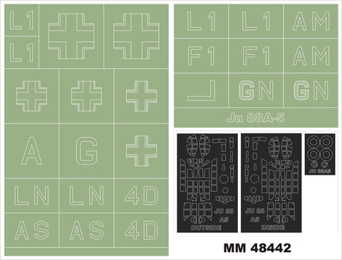 モンテックス MM48442 1/48 Ju-88A-5(ICM用)マスキングシート(キット付属デカールと置換)