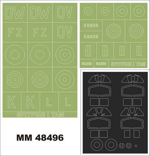モンテックス MM48496 1/48 スピットファイア I(タミヤ用)マスキングシート(キット付属デカールと置換)