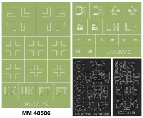 モンテックス MM48586 1/48 Do 217M-1 2キャノピーマスク(両面) + 2記章マスク (ICM 48274用)