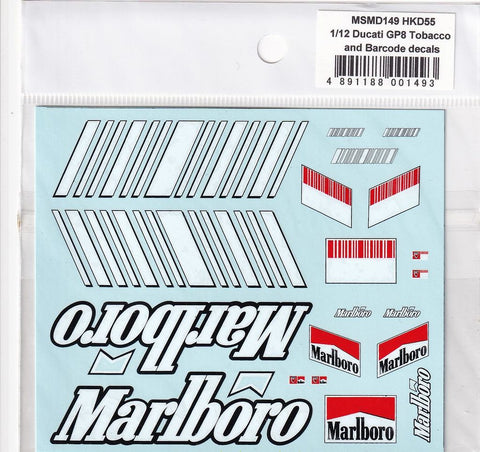 MSMクリエイション MSMD149 1/12 ドゥカティGP8 タバコ バーコード デカール(ミニチャンプス用)