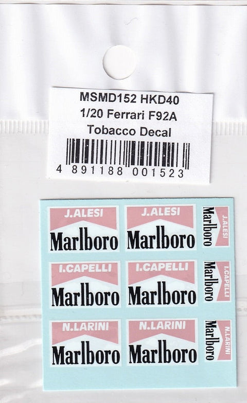 MSMクリエイション MSMD152 1/20 フェラーリ F92A タバコデカール(ニューレイ/ミニチャンプス用)