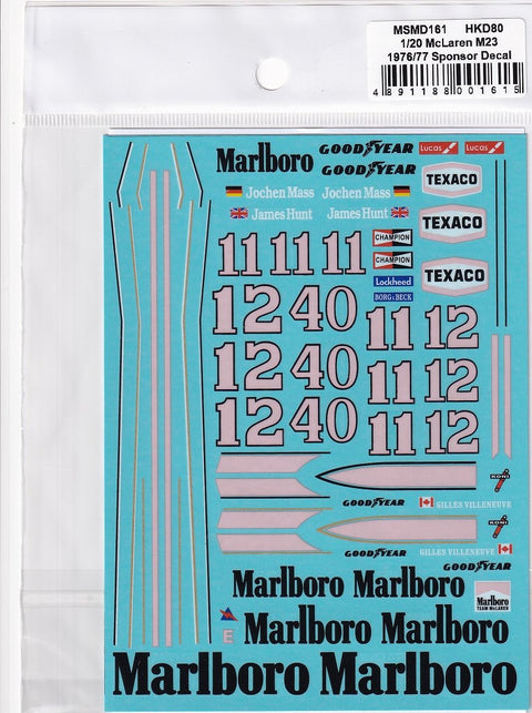 MSMクリエイション MSMD161 1/20 マクラーレン M23 1976/77 フルデカール (タミヤ対応)