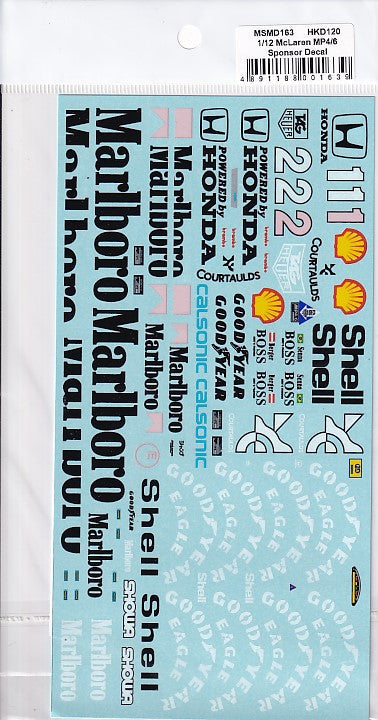 MSMクリエイション MSMD163 1/12 マクラーレン MP4/6 フルデカール (タミヤ用)