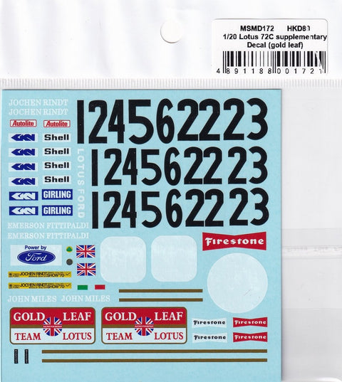 MSMクリエイション MSMD172 1/20 ロータス 72C "Gold Leaf" デカール (エブロ対応)