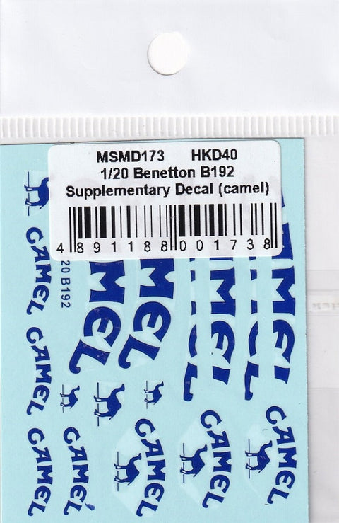 MSMクリエイション MSMD173 1/20 ベネトン B192 「CAMEL」 1992 追加デカール (タミヤ対応)