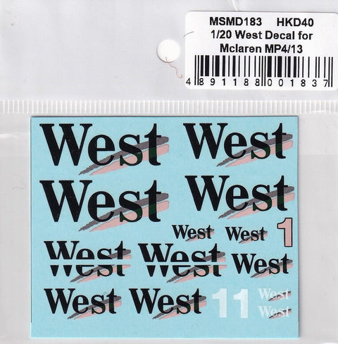 MSMクリエイション MSMD183 1/20 マクラーレン MP4/13 メルセデス "WEST" デカール (タミヤ対応)