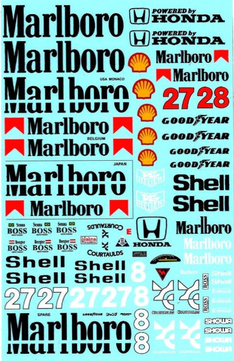 MSMクリエイション MSMD193 1/12 マクラーレン MP4/5B 1990 フルスポンサーデカール (モデルファクトリーヒロ対応)