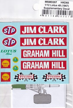 MSMクリエイション MSMD207 1/12 ロータス 49 1967 "Team LOTUS" 追加デカール (タミヤ用)