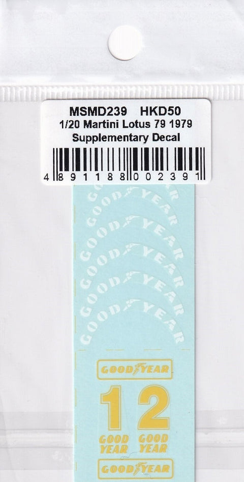 MSMクリエイション MSMD239 1/20 マティーニ ロータス 79 1979補足デカール(グッドイヤータイヤデカール付) (タミヤ対応)