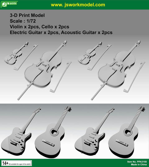 J's Work PPA3150 1/72 バイオリン(2個)・チェロ(2個)・エレキギター(2個)・ギター(2個)