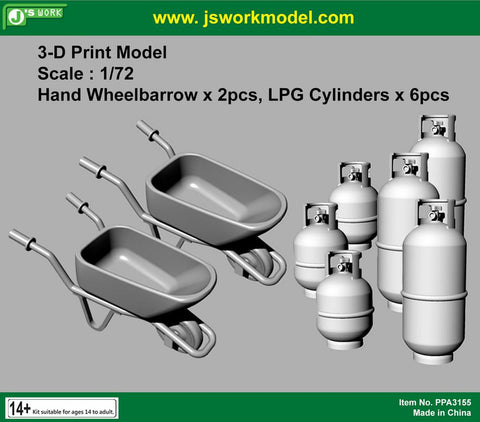 J's Work PPA3155 1/72 手押し車(2個)・LPGシリンダー(6個)