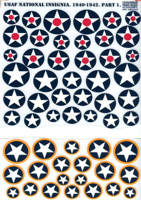 プリントスケール 0002-48 1/48 ソ連空軍国籍マーク 1940-1942 パート1 リミテッドエディション ドライデカール