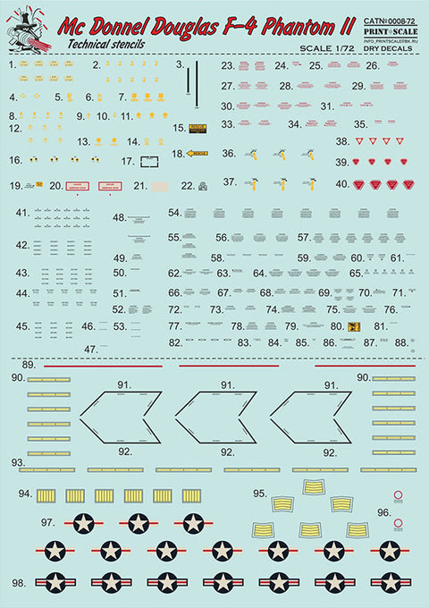 プリントスケール 0008-72 1/72 ファントム テクニカルステンシル リミテッドエディション ドライデカール